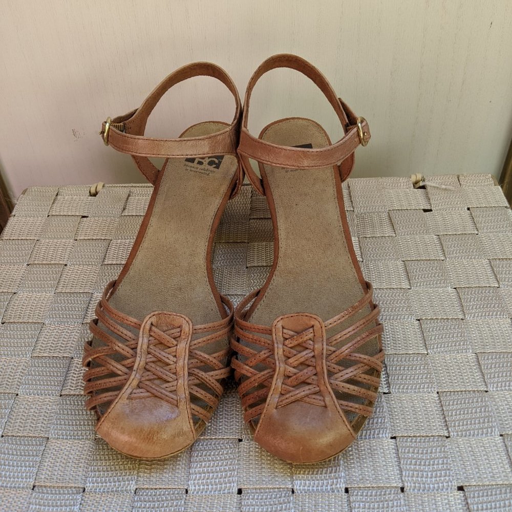 BC Footwear Brown Vegan Wedge Heels 8.5